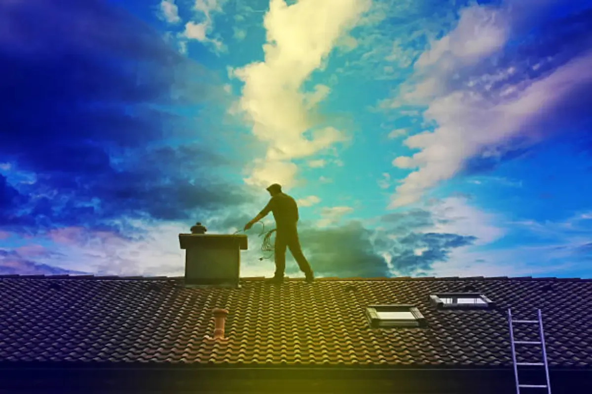 A technician cleaning a residential chimney in Florida