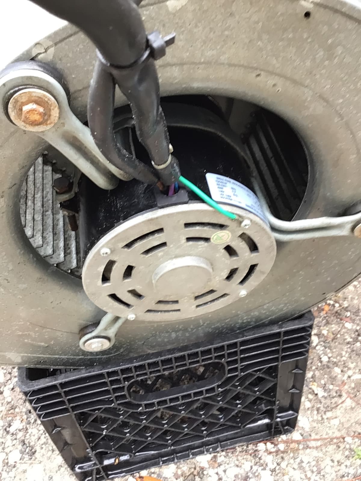 The blower motor and housing after HVAC cleaning