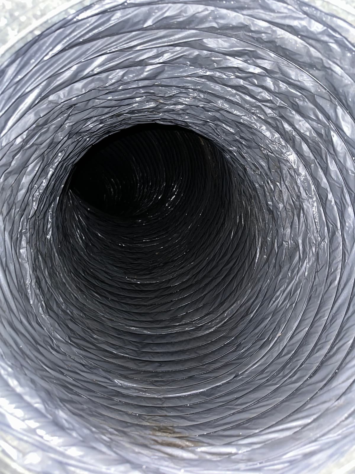 The same duct after cleaning, with the dust removed