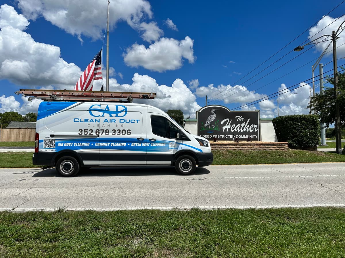 clean air duct cleaning van in the entrance to the heather in weeki wachee fl