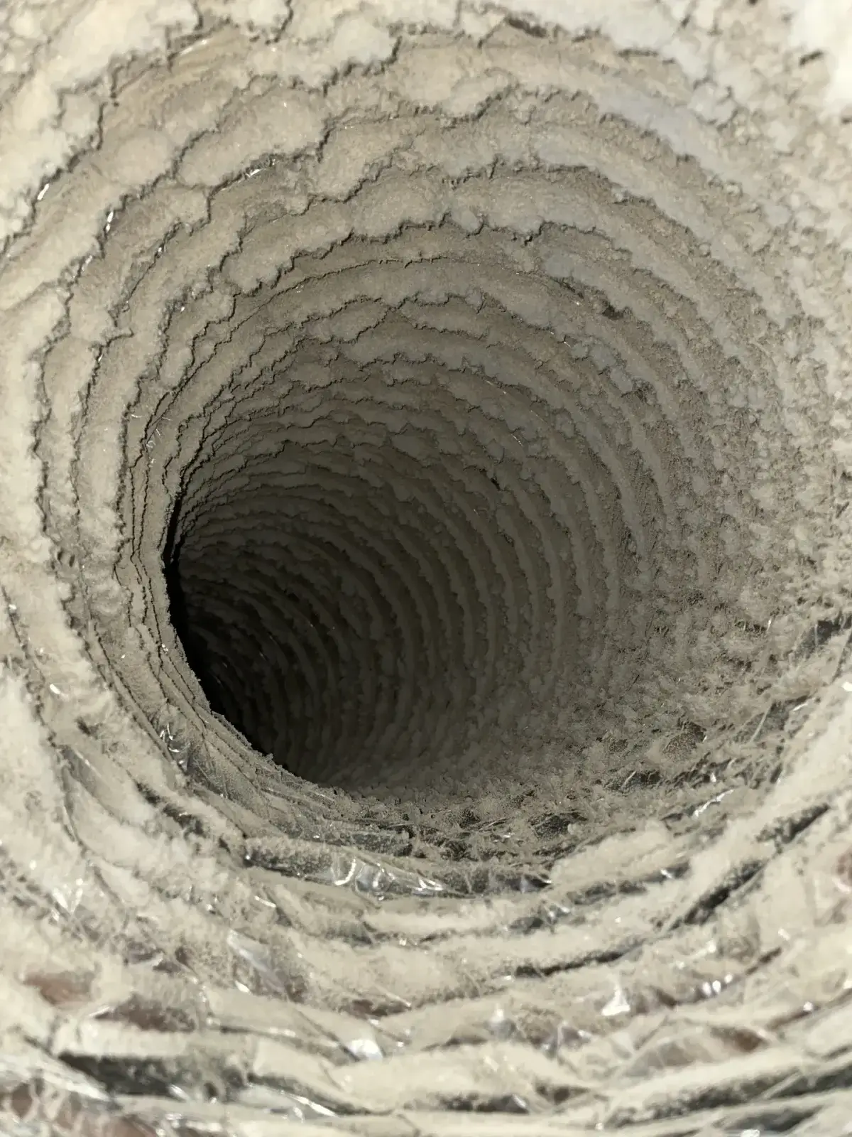 A duct run after cleaning