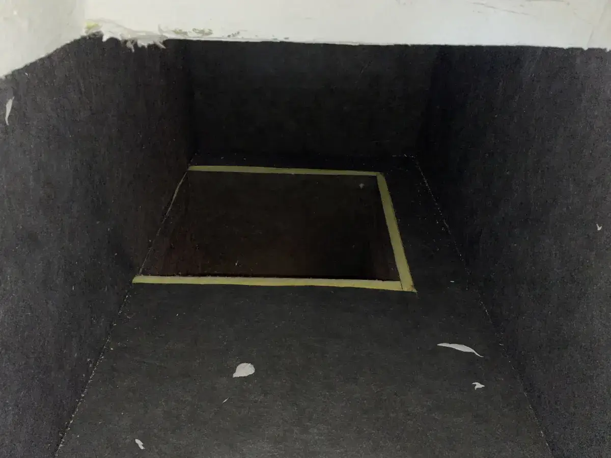 A register opening masked off during duct work