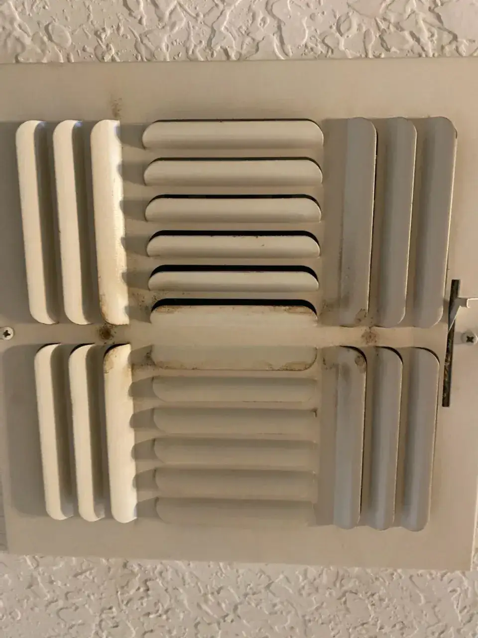 A supply register with dust along its louvers