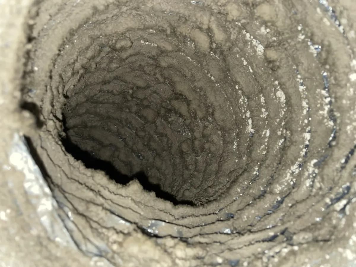 A clean air duct interior after professional source removal cleaning