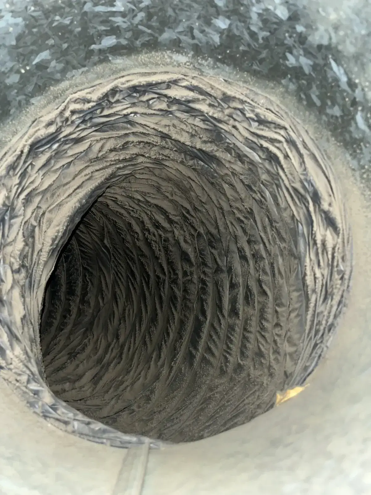 A silver duct liner after cleaning